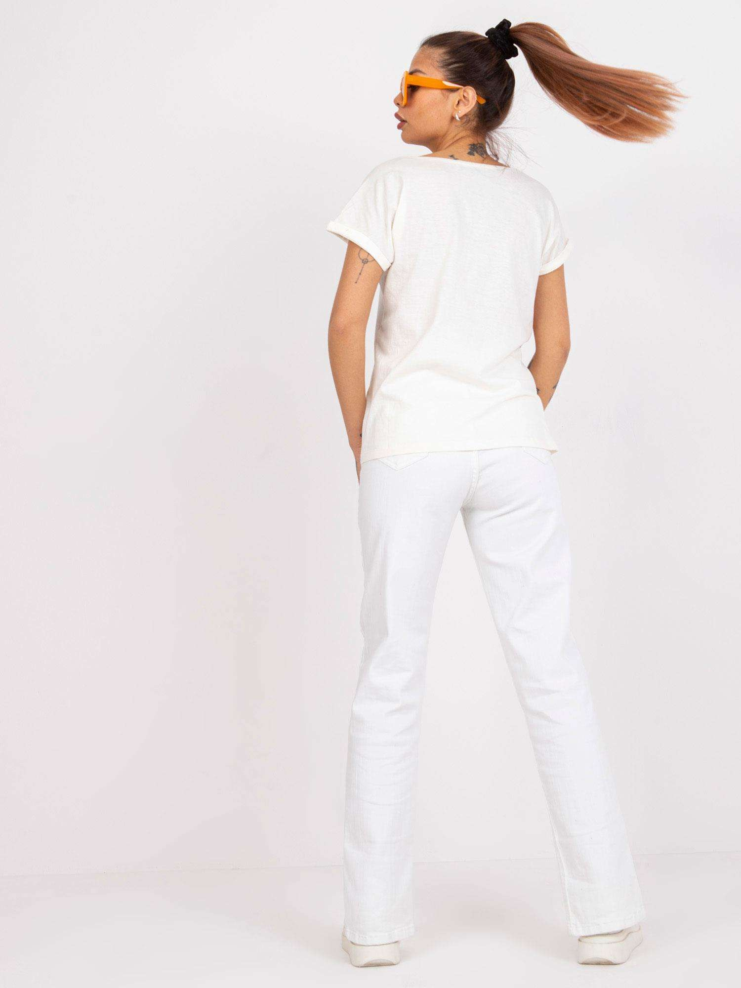 Ecru t-shirt damski z napisem Pola MAYFLIES