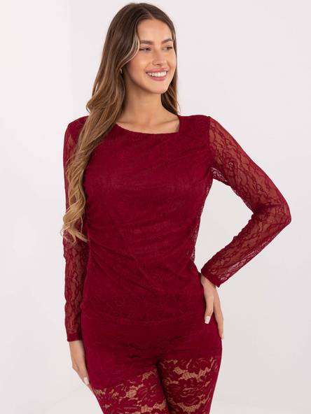 Bordowa koronkowa bluzka od kompletu 