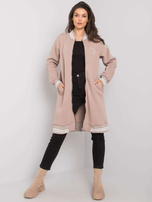 Ciemnobeżowa bluza rozpinana z naszywką Lucia RUE PARIS 