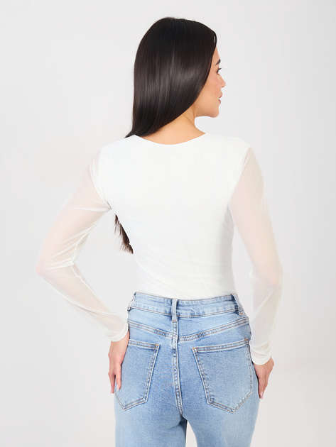 Białe siateczkowe body z drapowaniem