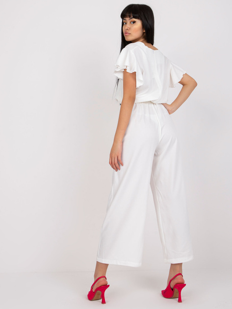 Ecru kombinezon damski z wiązaniem
