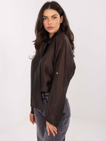 Czekoladowa rozpinana koszula z wiązaniem