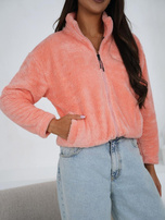 Brzoskwiniowa rozpinana bluza z kieszeniami