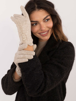 Hurtownia Beżowe dzianinowe rękawiczki damskie