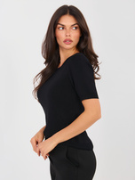 Czarny damski sweter z okrągłym dekoltem