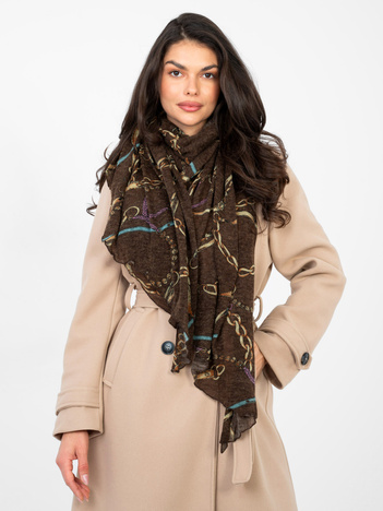 Brązowa damska chusta z nadrukiem