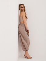 Ciemnobeżowe luźne spodnie parachute RUE PARIS 