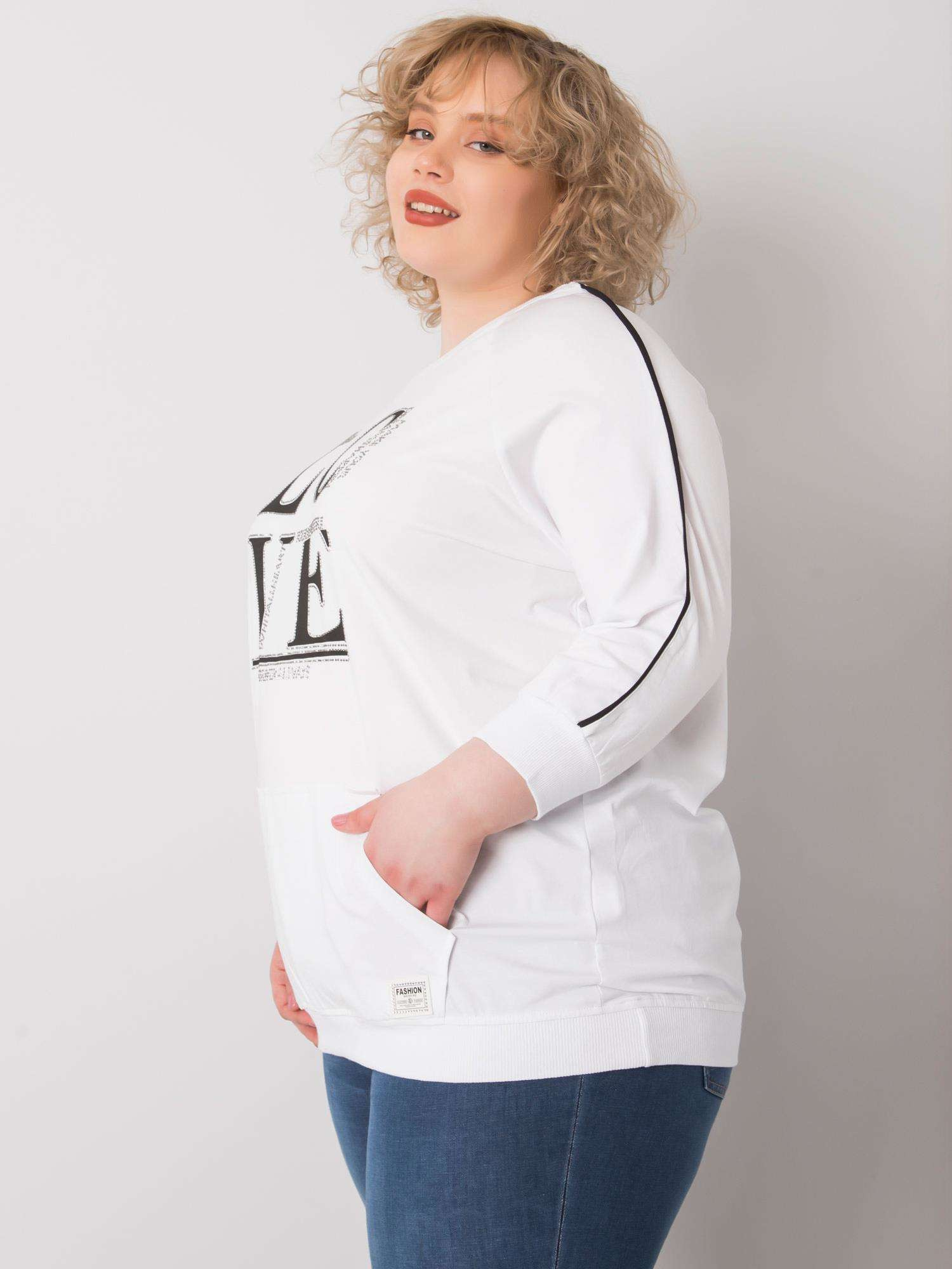 White plus size blouse with pocket Meg