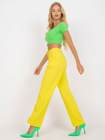 Żółte spodnie materiałowe z wysokim stanem RUE PARIS