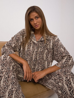 Beige-schwarzes zweiteiliges Set mit Tiermuster.