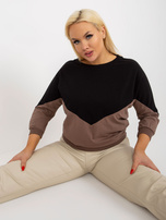 Hurt Czarno-brązowa bluzka plus size basic z rękawem 3/4