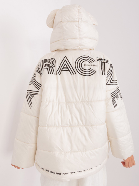 Hurt Jasnobeżowa pikowana kurtka zimowa z kapturem