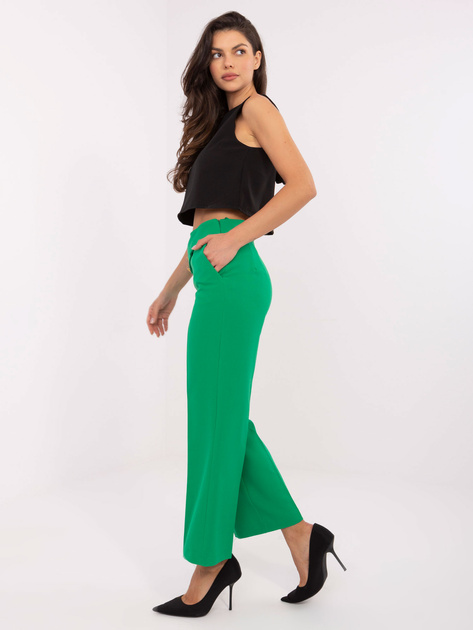 Zielone garniturowe spodnie z szeroką nogawką RUE PARIS