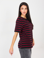 Czarno-czerwony bawełniany t-shirt basic RUE PARIS 