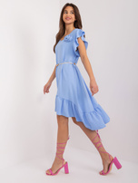 Hurt Jasnoniebieska asymetryczna sukienka z falbaną