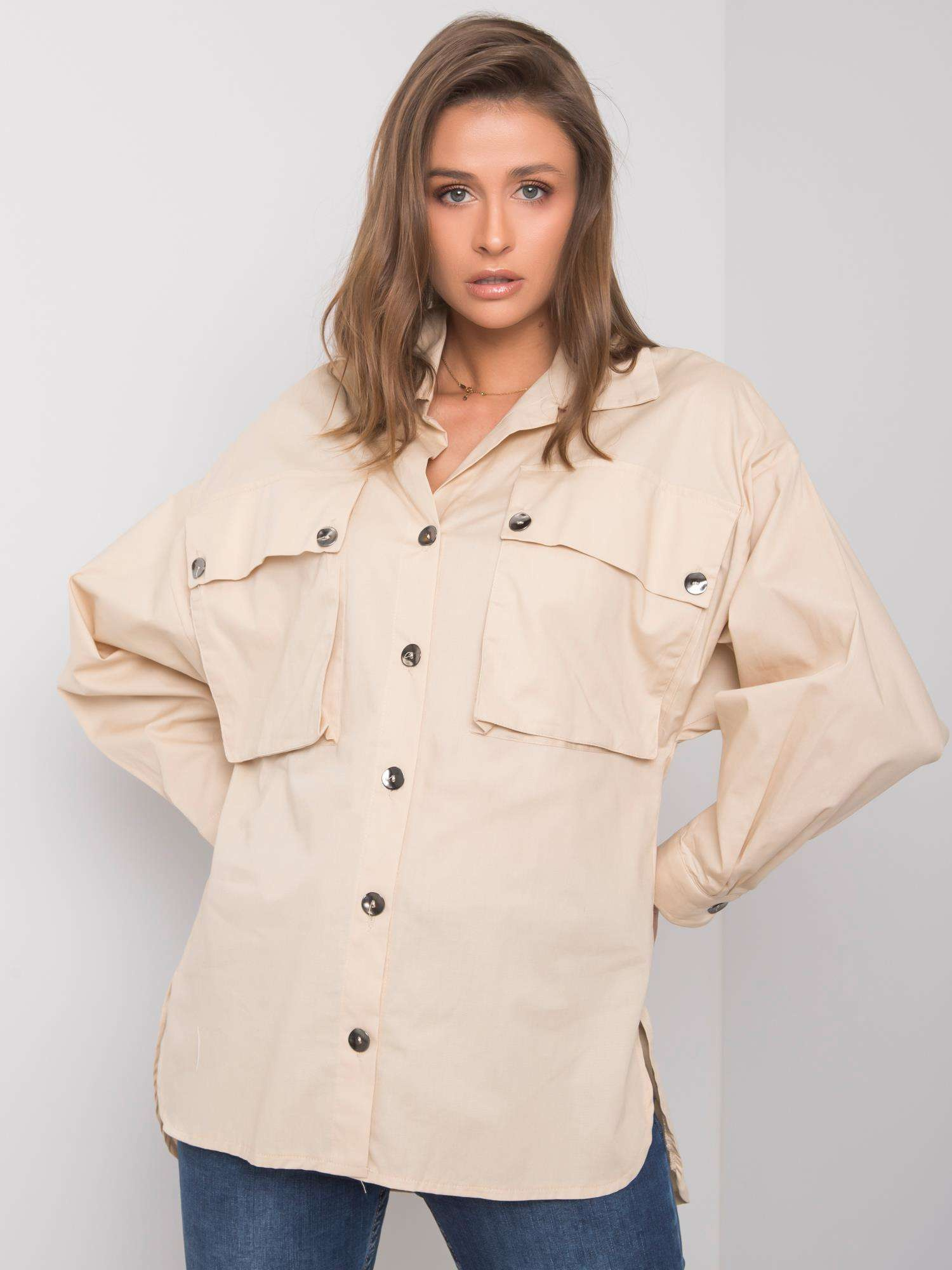 Beige Hemd mit Taschen Elora RUE PARIS.