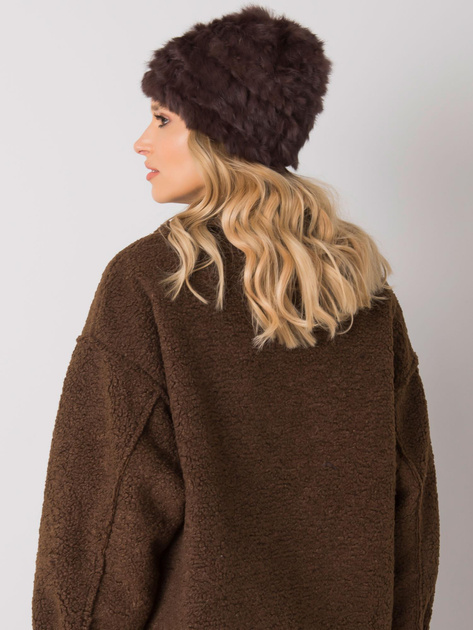 Ciemnobrązowa futrzana czapka