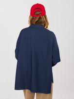 Granatowa jeansowa koszula z kieszeniami 