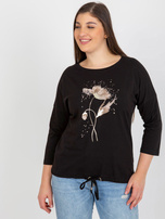 Hurt Czarna bluzka plus size z błyszczącym nadrukiem