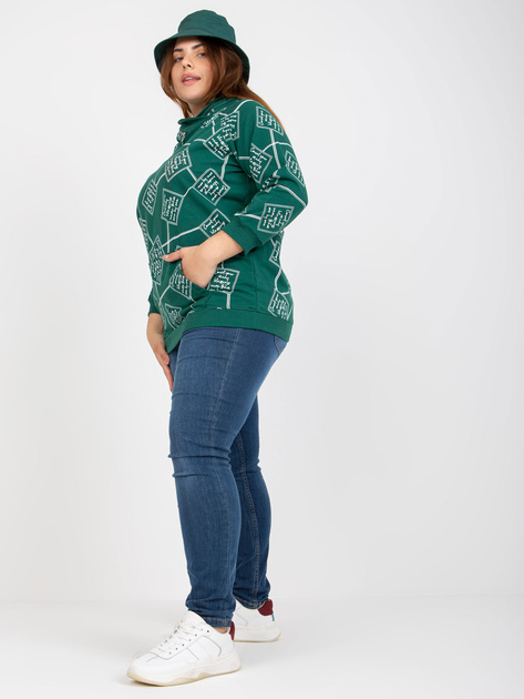 Zielona dresowa bluza plus size z kapturem