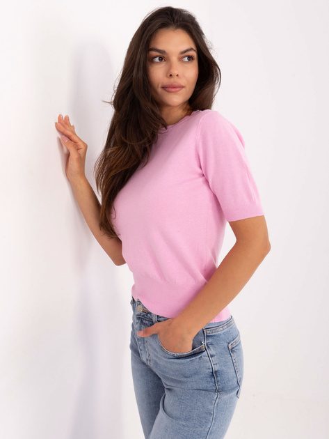 Jasnoróżowy damski sweter z wiskozą