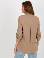 Hurt Ciemnobeżowa bluzka koszulowa z guzikami RUE PARIS