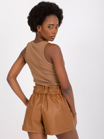 Camelowe szorty ze skóry ekologicznej Iwetta