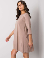 Hurt Dark Beige Cotton Dress Jamelia RUE PARIS.