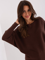 Hurtownia Ciemnobrązowy damski sweter oversize z wiskozą