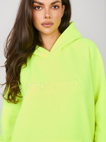 Fluo žlutá zateplená oversized mikina s kapucí RUE PARIS.