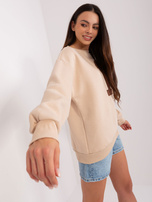 Hurt Beżowa bluza bez kaptura o kroju oversize