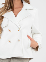 Ecru przejściowy płaszcz z kieszeniami 