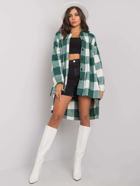 Zielono-biała długa koszula w kratę Amerie