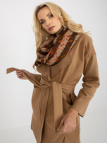 Hurtownia Beżowa damska chusta komin z printami 