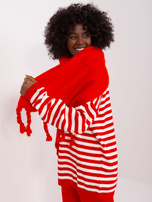 Hurtownia Czerwony ciepły szal z frędzlami 