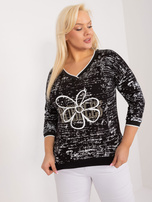 Hurt Czarna bawełniana bluzka plus size z rękawem 3/4