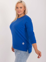 Hurt Kobaltowa bluzka bluzka plus size z bawełny 