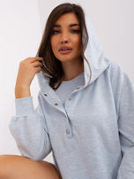 Light blue mélange casual three-piece set with a sweatshirt.