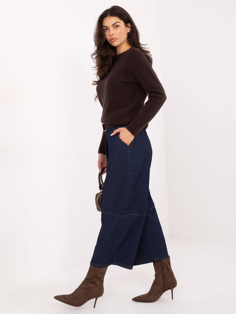 Granatowe szerokie jeansy 7/8