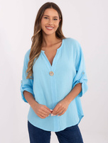 Hurt Jasnoniebieska koszulowa bluzka z muślinu 