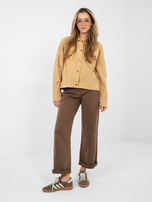 Camelowa jeansowa kurtka z zapięciem na guziki RUE PARIS 