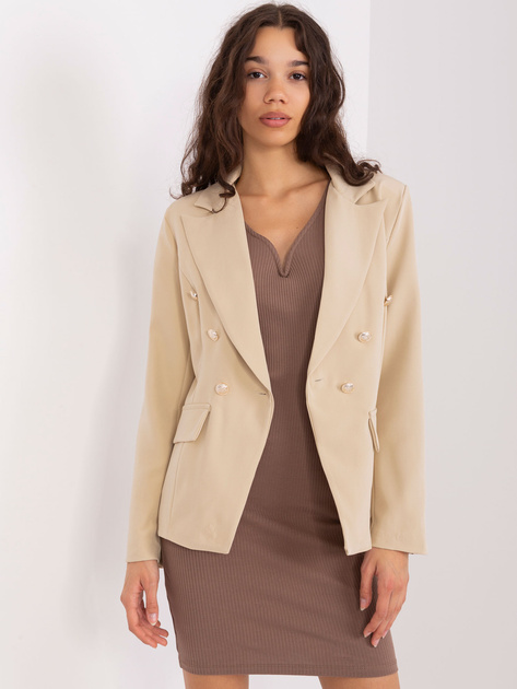Hurt Beżowa dwurzędowa marynarka damska OCH BELLA