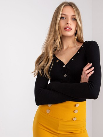 Schwarze Bluse mit Streifen Tracy RUE PARIS.