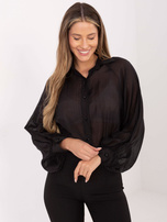 Czarna przezroczysta koszula z kołnierzykiem 