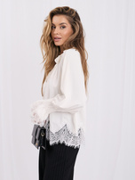 Ecru shirt blouse with wide lace.