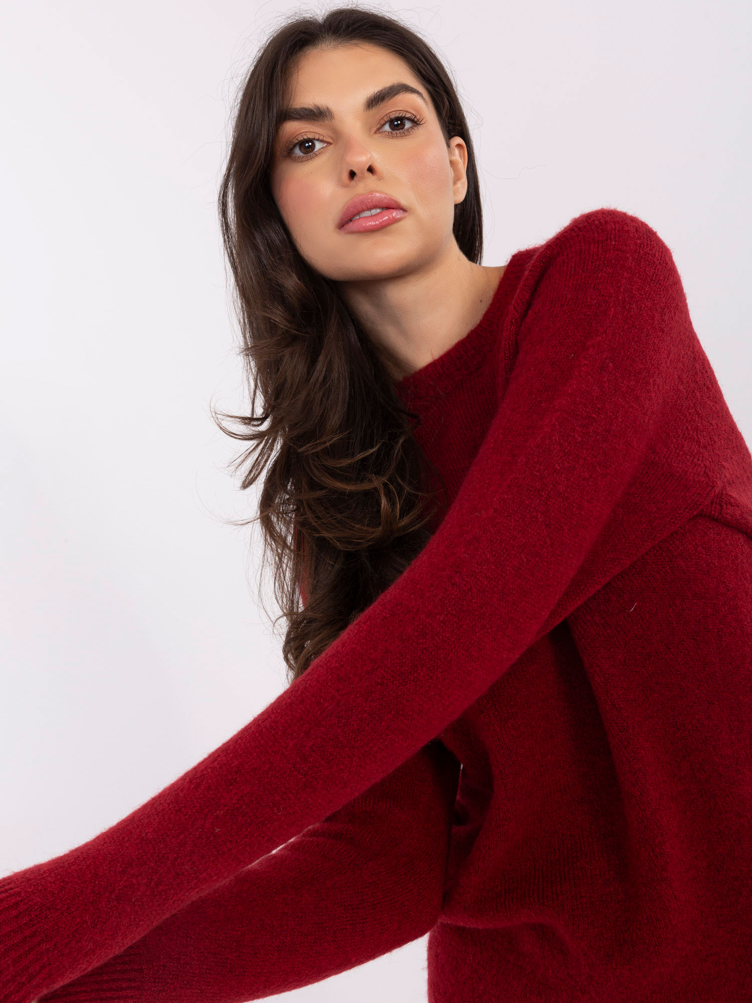 Sweter ciemny czerwony