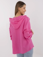 Dark pink muslin shirt with a pocket.