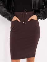 Czekoladowa spódnica z rozcięciem z tyłu BASIC FEEL GOOD 