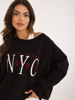 Hurt Czarna damska bluza bez kaptura z ociepleniem