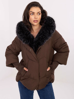 Brązowa zimowa kurtka z odpinanym futrem